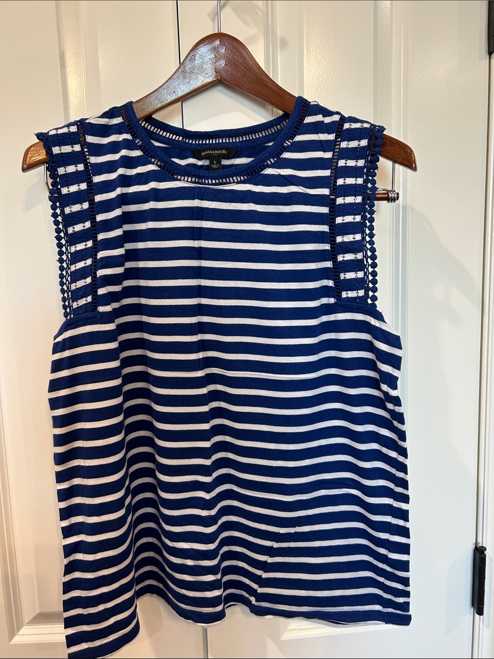 Banana Republic Royal Blue & White Striped Sleeveless Top